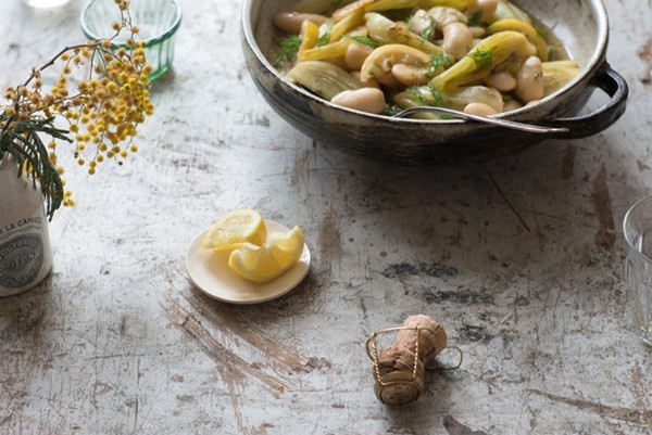 Giant lemon fennel beans