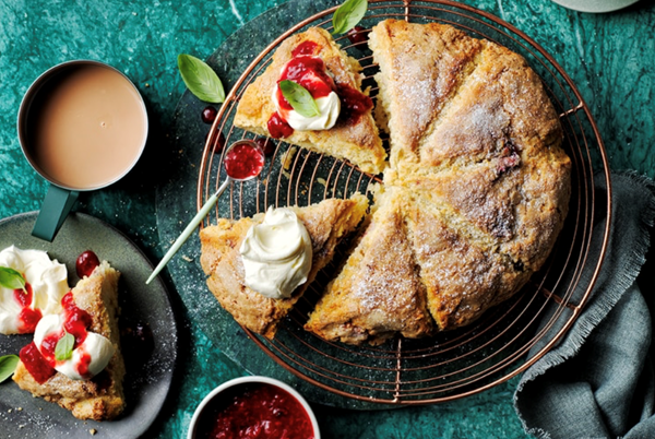 Giant strawberries and cream lemonade scone