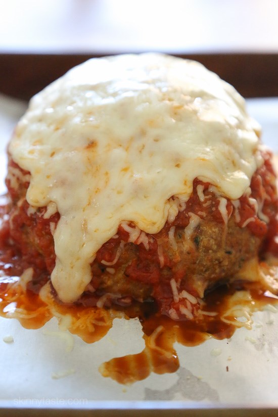 Giant turkey meatball Parmesan