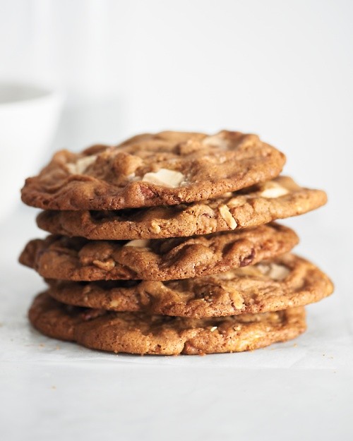 Giant white-chocolate pecan cookies