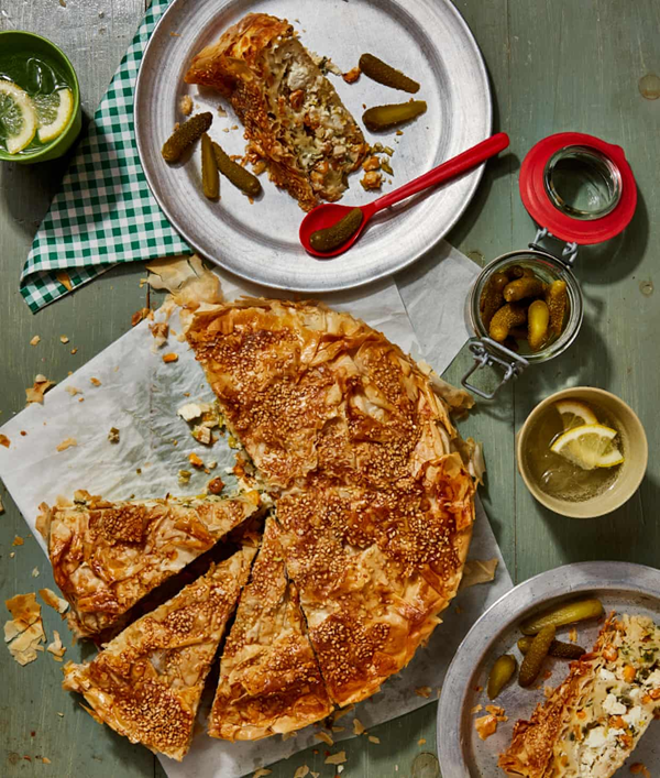 Gibanica with charred sweetcorn