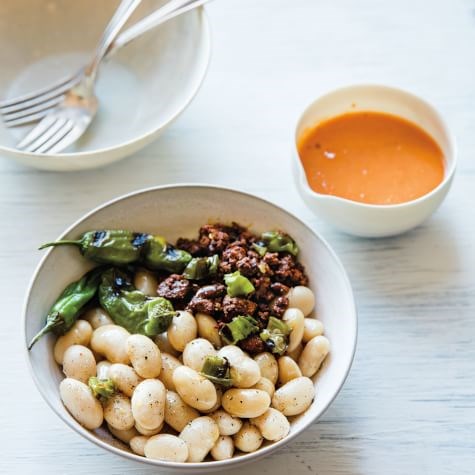 Gigante bean salad with peppers & chorizo