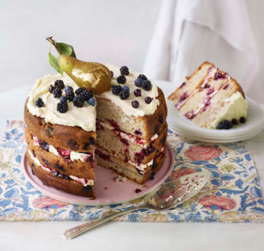 Gilded pear & cardamom cake