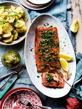 Gin-cured ocean trout with herb crust