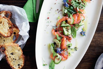 Gin-cured salmon with cucumber and lime