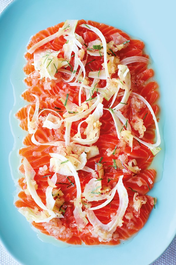 Gin-cured sea trout with apple and fennel