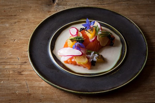 Gin-cured trout with citrus dressing