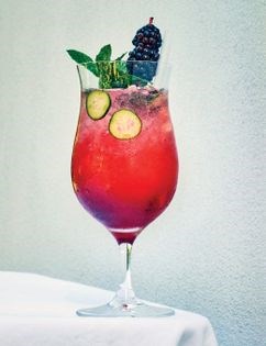 Gin fizz with blackberries