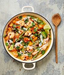 Ginataang kalabasa with ginger prawn oil