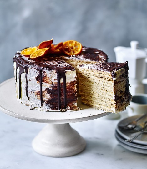 Ginger and honey biscuit cake with choc-orange icing