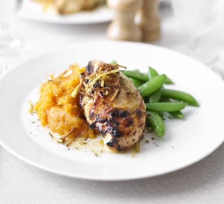 Ginger and lime chicken with sweet potato mash