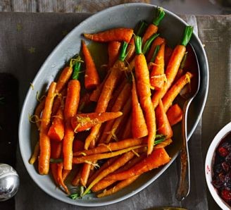 Ginger and orange-glazed baby carrots
