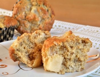 Ginger and pear oatmeal muffins