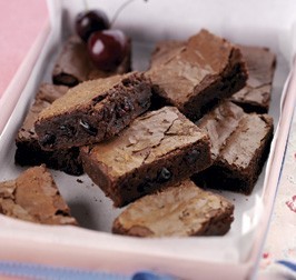 Ginger and sour cherry brownies