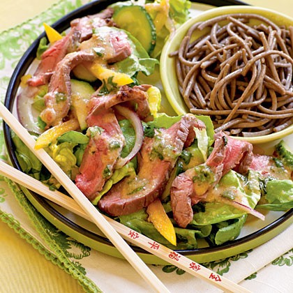 Ginger beef salad with miso vinaigrette