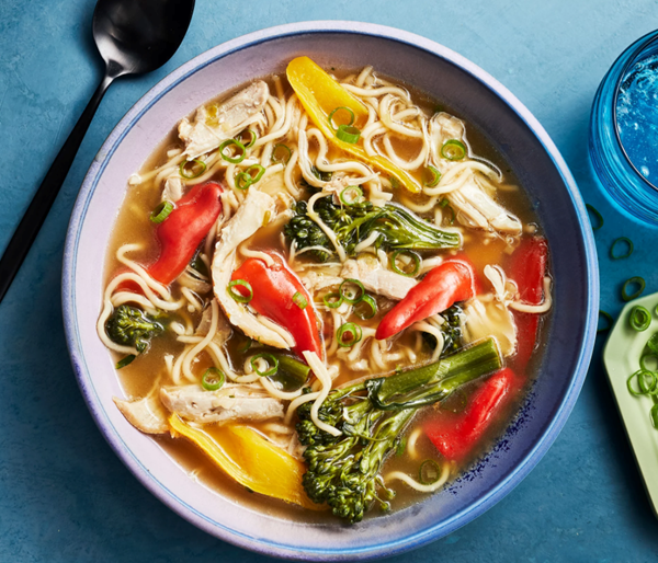 Ginger chicken & vegetable noodle soup
