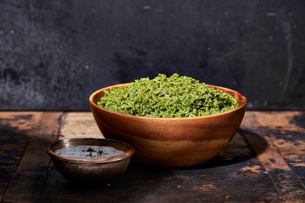 Ginger-chili spinach rice (Palak pulao)