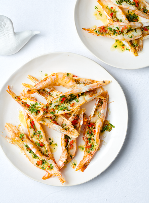 Ginger, chilli and herb prawns