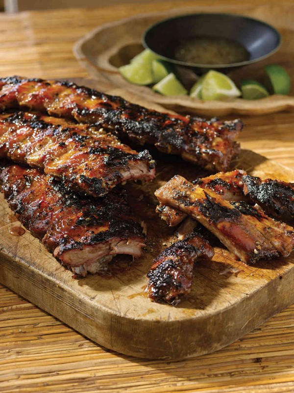 Ginger, garlic, and honey grilled baby back ribs