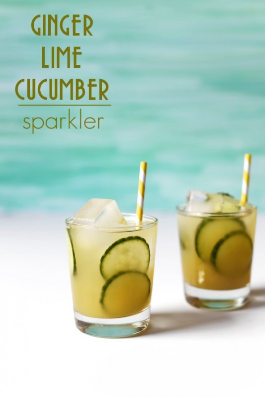 Ginger lime cucumber sparkler