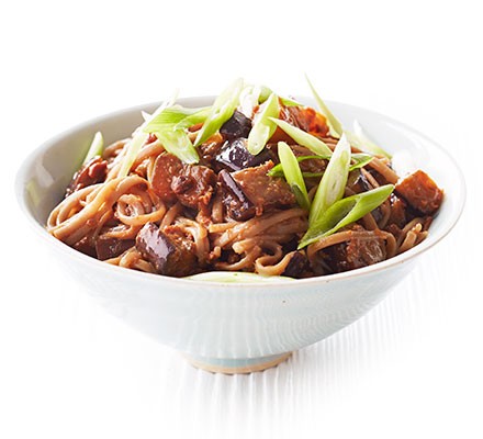 Ginger miso aubergine noodles 
