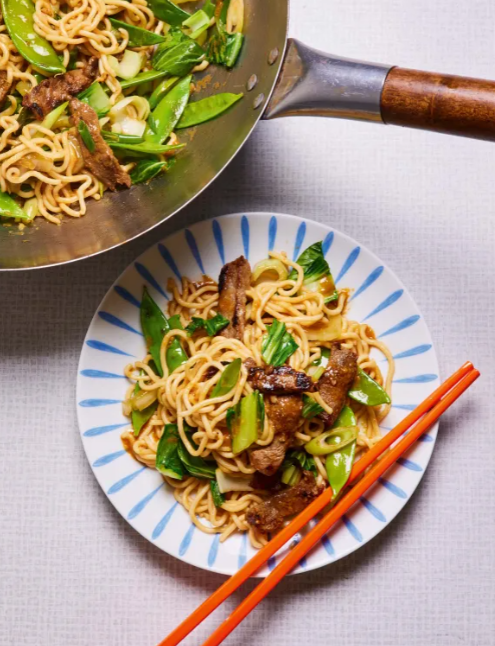 Ginger miso beef with noodles