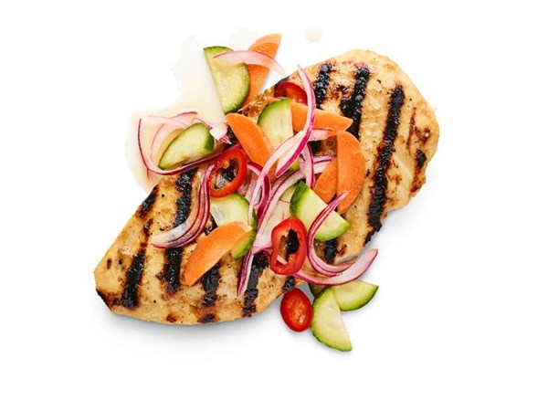 Ginger-miso chicken with quick pickles