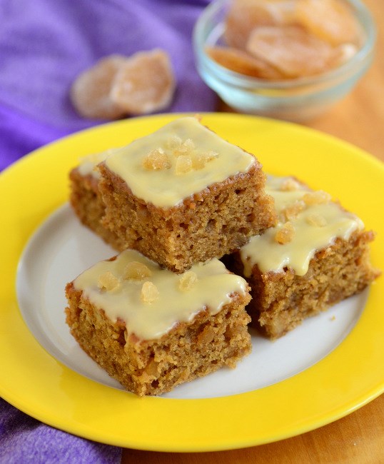 Ginger passion fruit cake bars