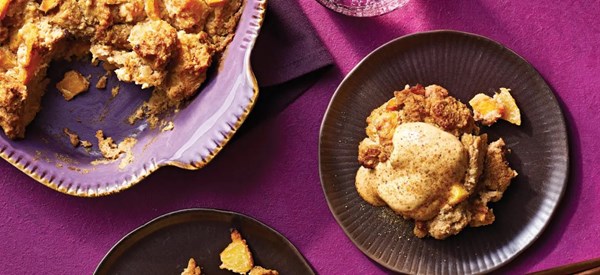 Ginger-peach bread pudding 