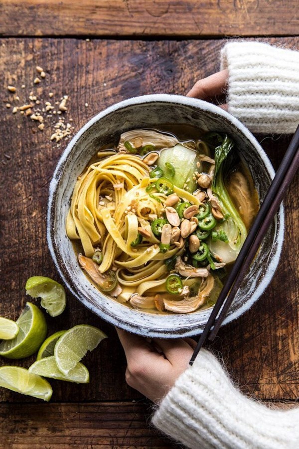 Ginger peanut chicken noodle soup