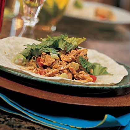 Ginger-peanut chicken-salad wraps