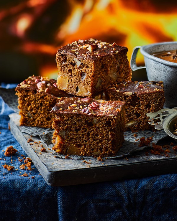 Ginger, pear and pecan slice