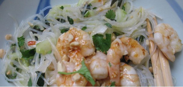 Ginger prawns with Vietnamese noodle salad