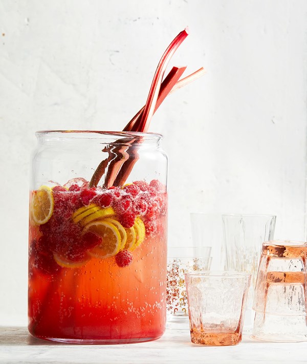 Ginger-rhubarb-raspberry punch