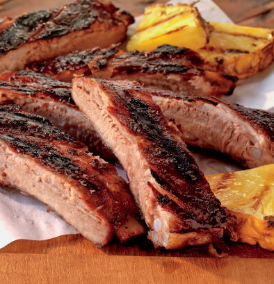 Ginger-rubbed country spareribs with apricot glaze