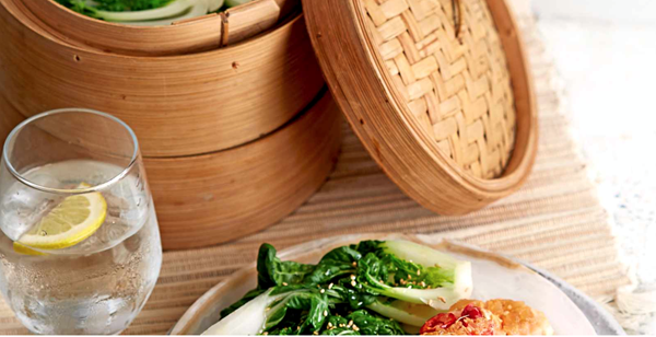 Ginger salmon parcels with sesame greens