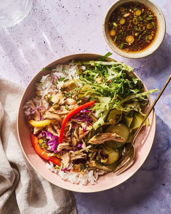 Ginger scallion chicken bowls