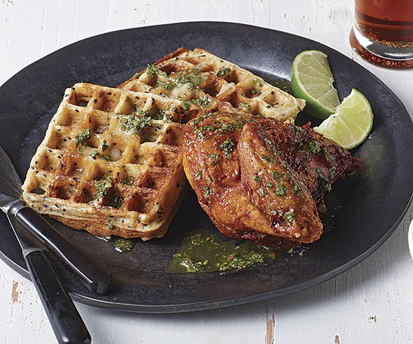 Ginger-sesame waffles with Indonesian fried chicken