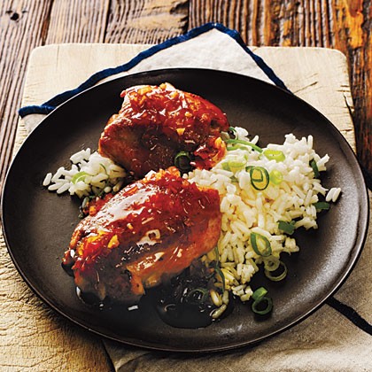 Ginger-soy chicken thighs with scallion rice
