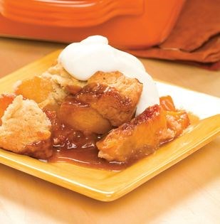 Ginger-spice-topped peach cobbler