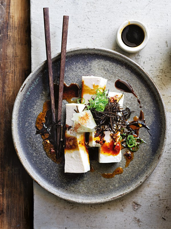 Ginger steamed tofu with dashi and soy dressing