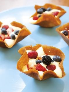 Ginger tuile cups with Champagne sabayon and fresh berries