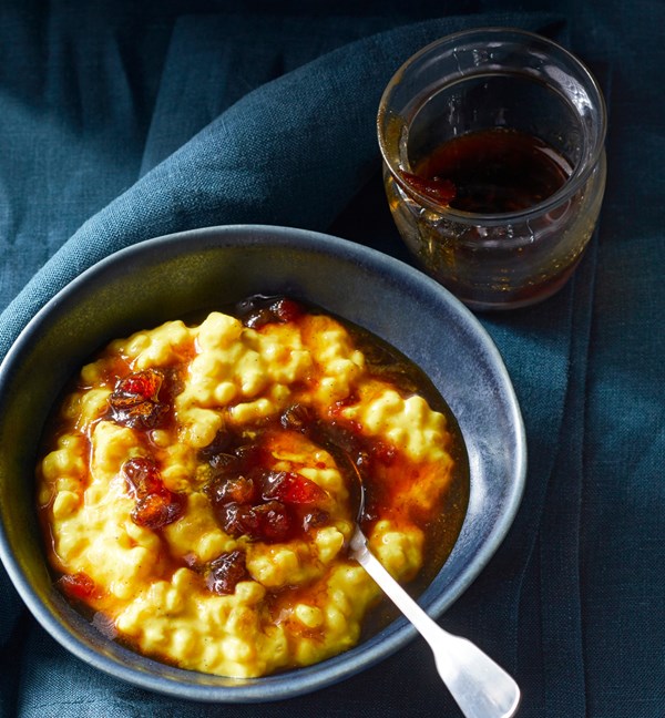 Ginger-turmeric barley pudding