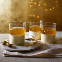 Ginger wine jellies with bay panna cotta
