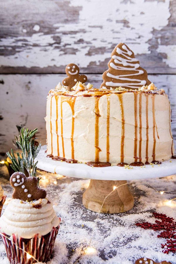 Gingerbread cake with caramel cream cheese buttercream
