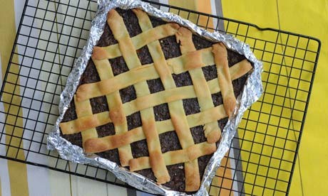 Gingerbread pudding with marzipan crosses