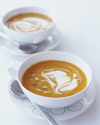 Gingered carrot soup with crème fraîche