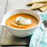 Gingered carrot-sweet potato soup