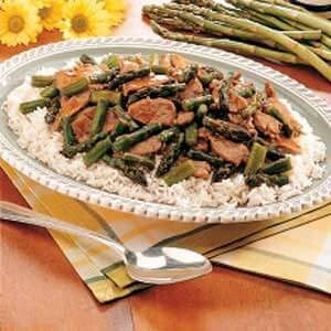 Gingered pork and asparagus 