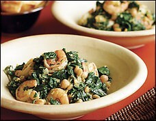 Gingered shrimp with chickpeas and spinach